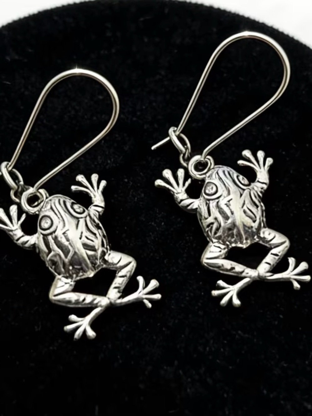 Silver Frog Dangle Earrings - Women Jewelry